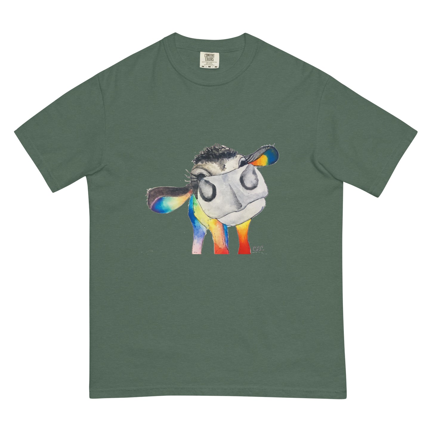 Unisex garment-dyed Rainbow Cow heavyweight t-shirt