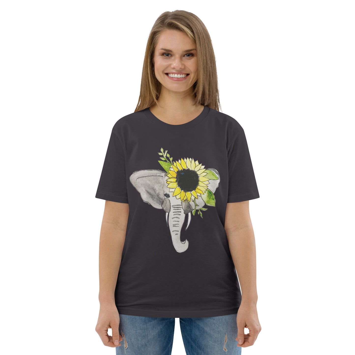 Unisex Sunflower Elephant organic cotton t-shirt