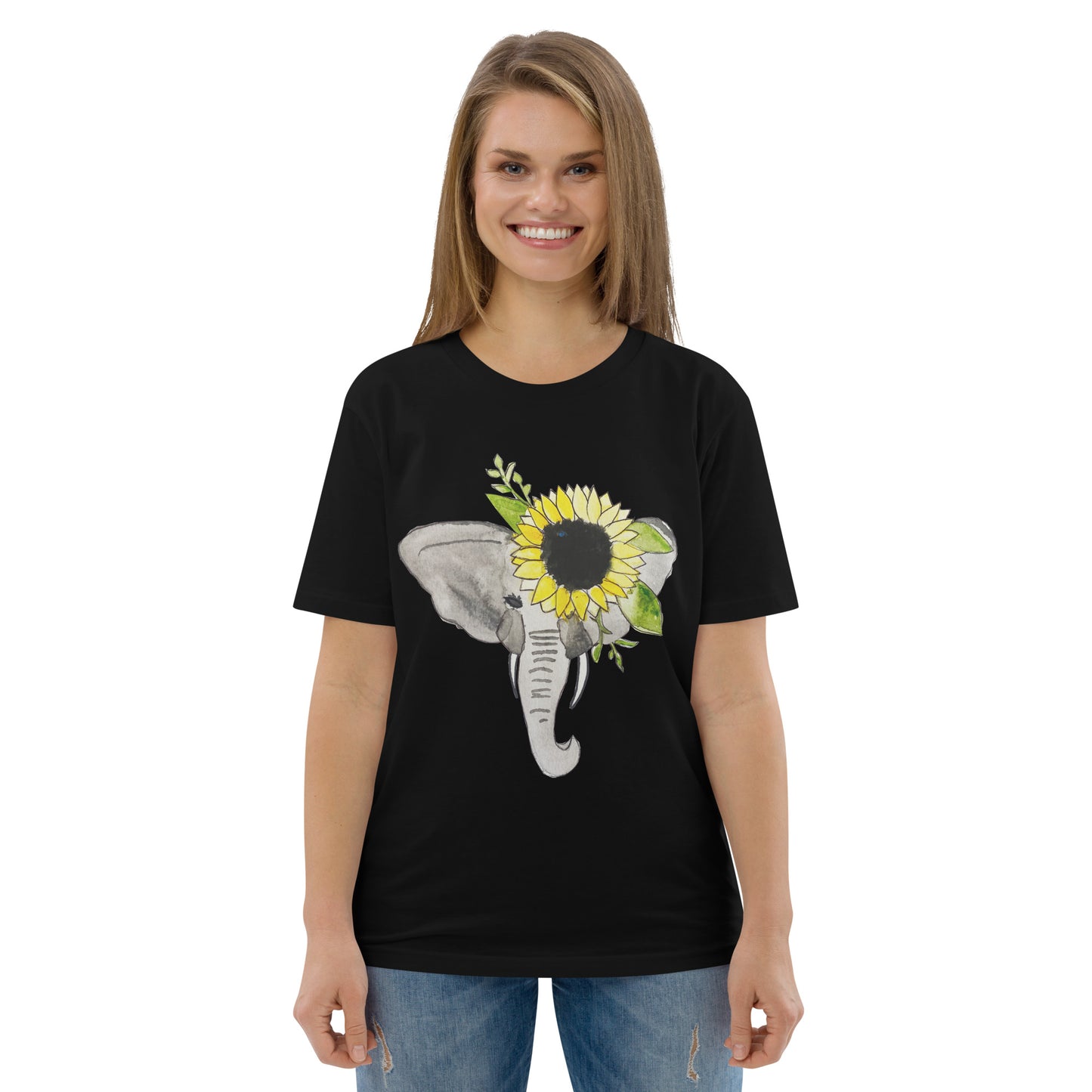 Unisex Sunflower Elephant organic cotton t-shirt