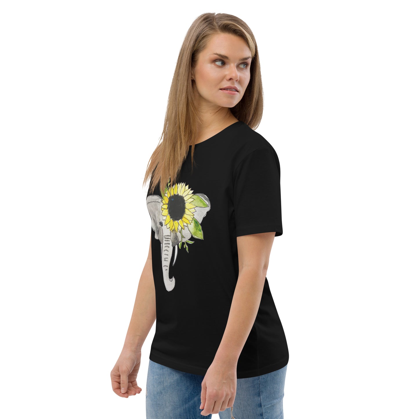 Unisex Sunflower Elephant organic cotton t-shirt