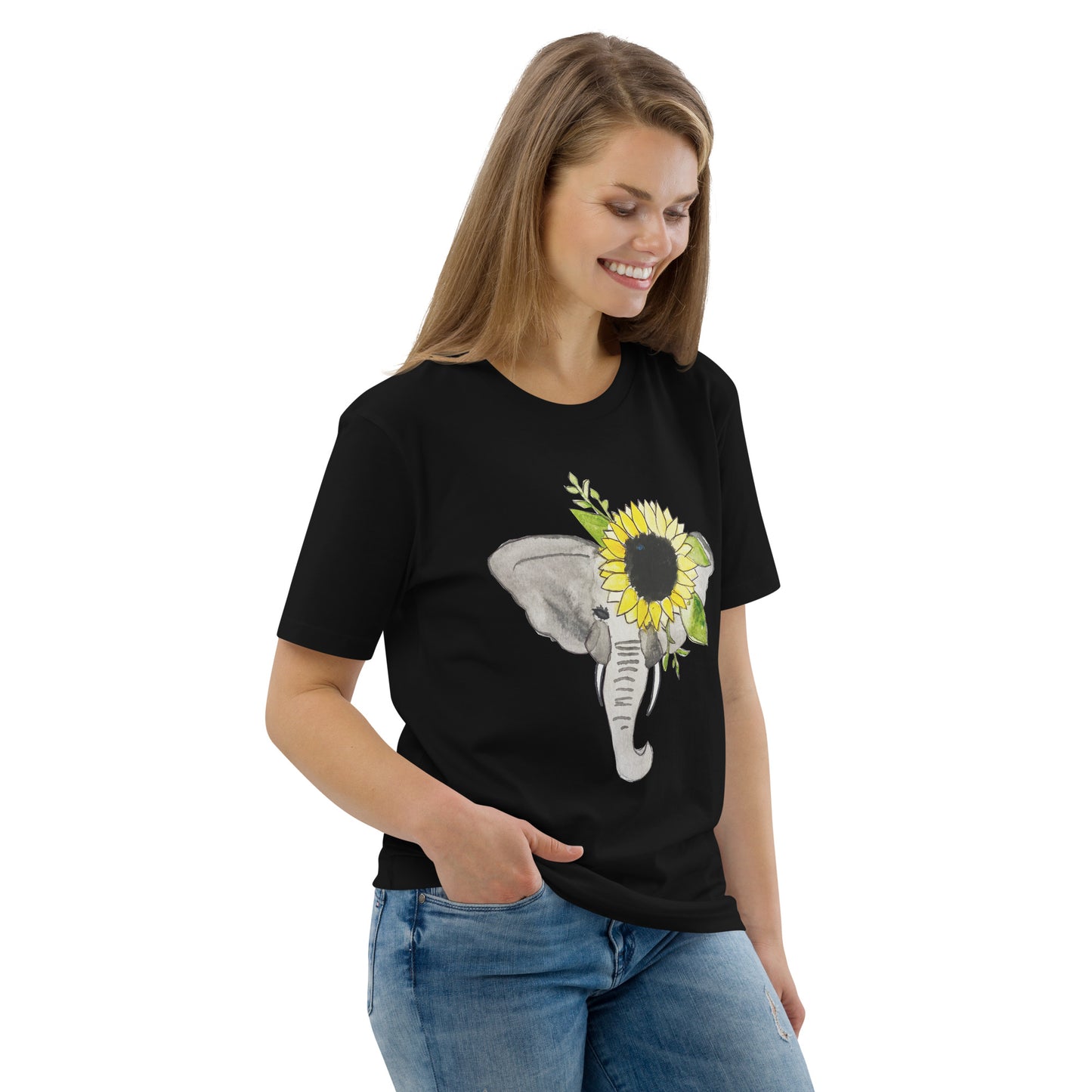 Unisex Sunflower Elephant organic cotton t-shirt