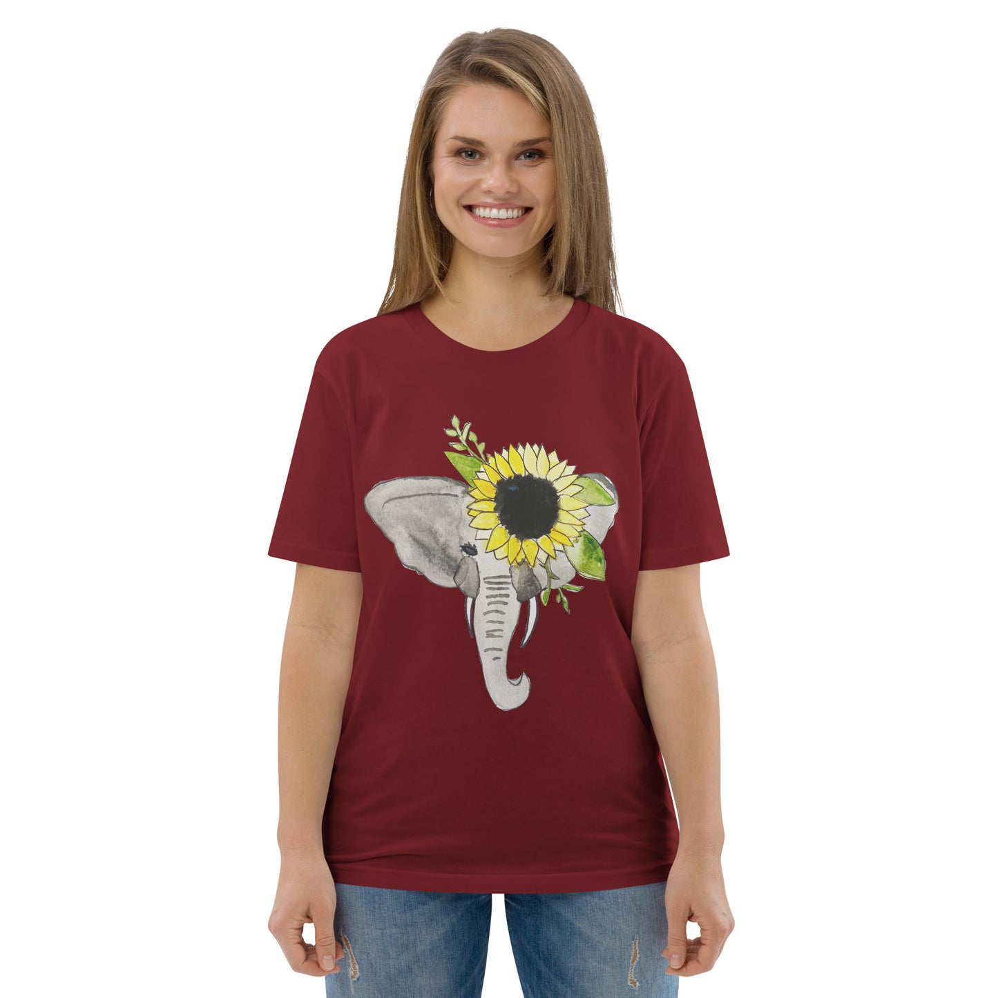 Unisex Sunflower Elephant organic cotton t-shirt