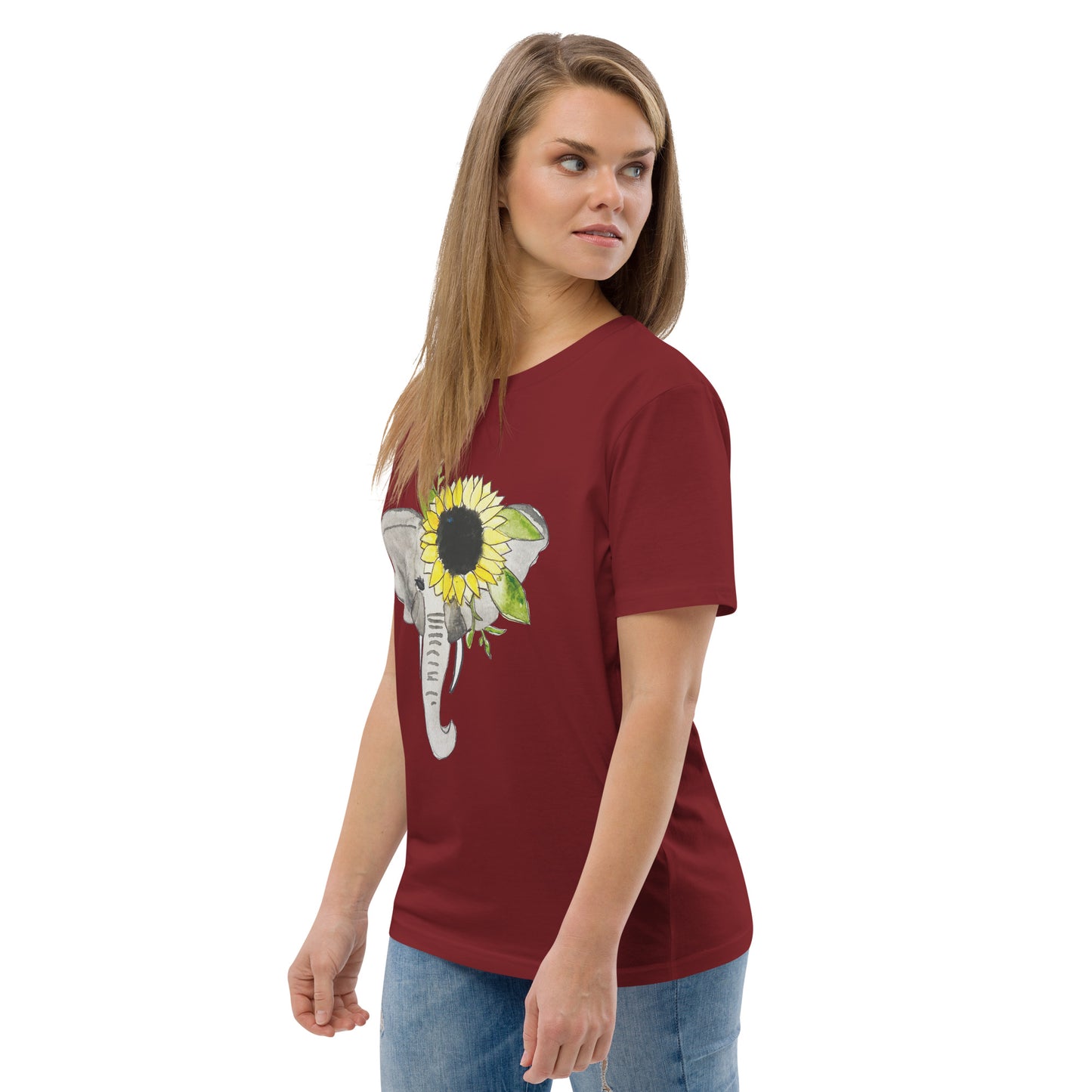 Unisex Sunflower Elephant organic cotton t-shirt