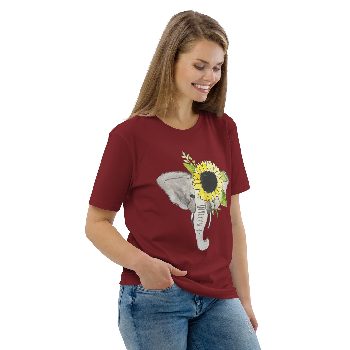 Unisex Sunflower Elephant organic cotton t-shirt