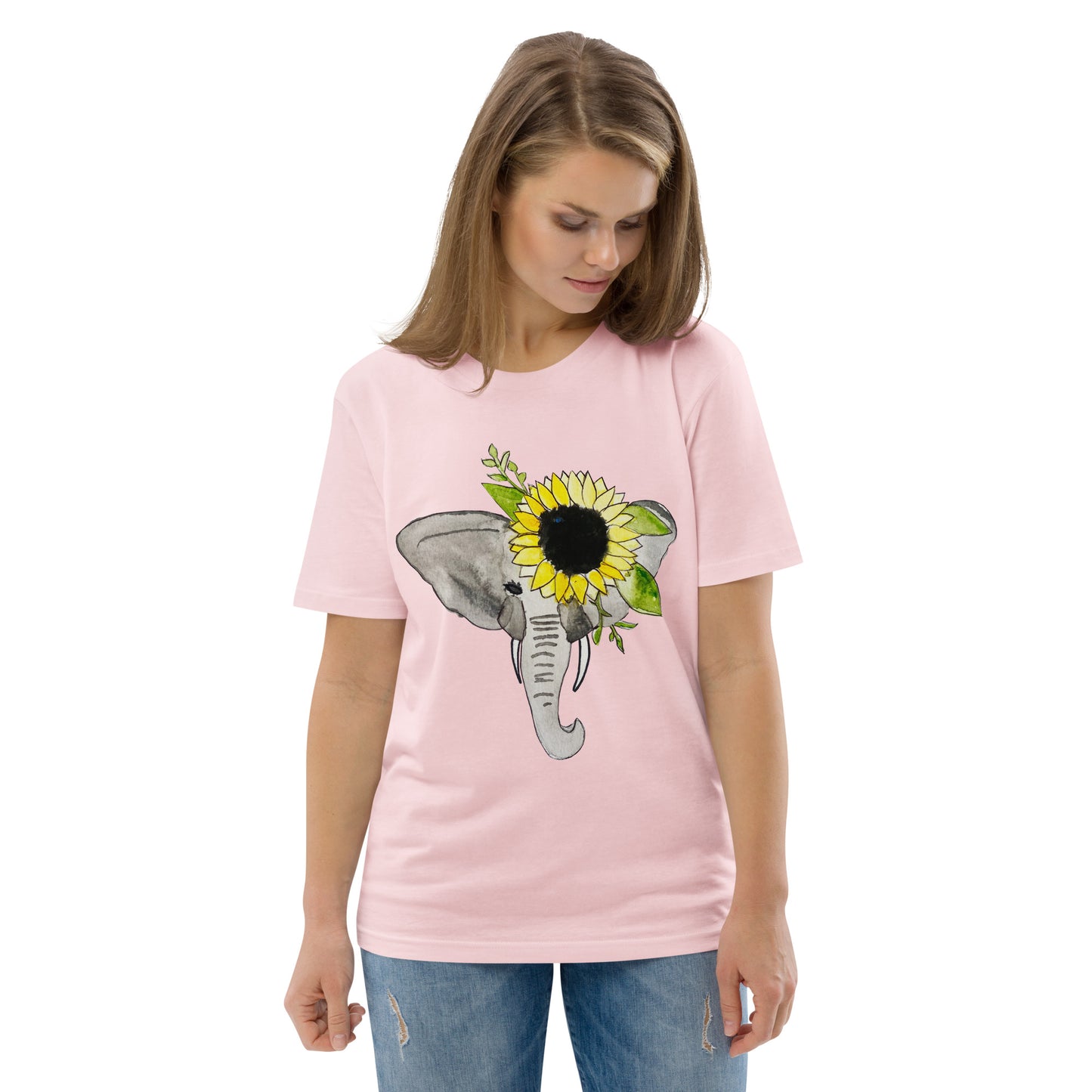 Unisex Sunflower Elephant organic cotton t-shirt