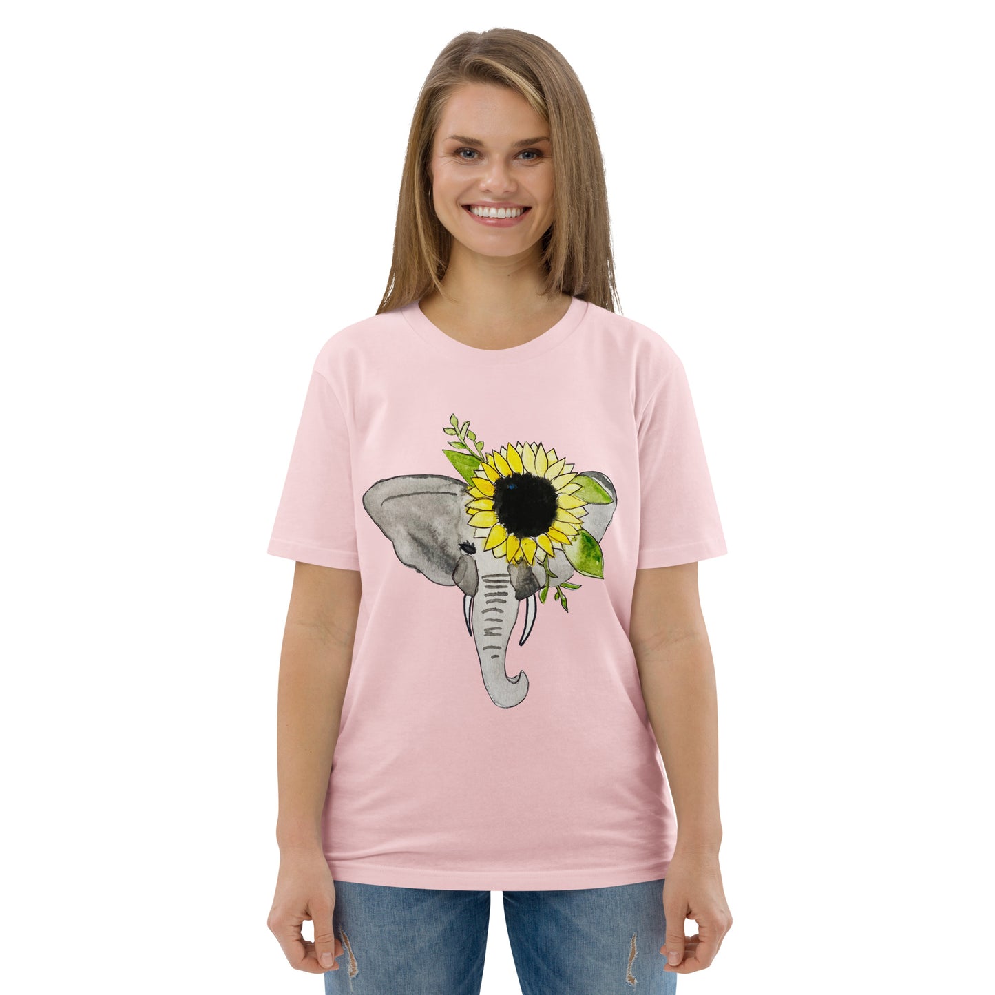 Unisex Sunflower Elephant organic cotton t-shirt