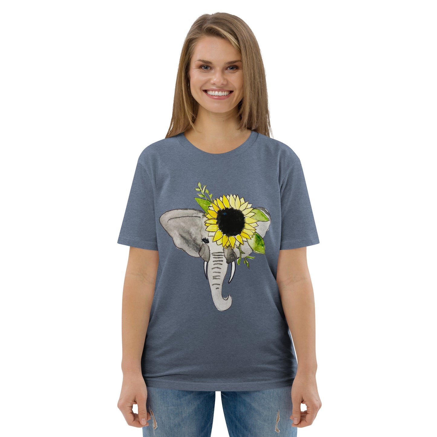 Unisex Sunflower Elephant organic cotton t-shirt