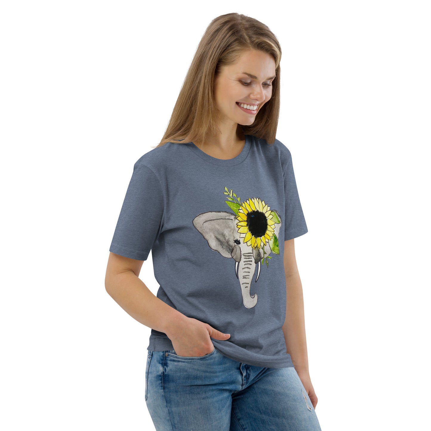 Unisex Sunflower Elephant organic cotton t-shirt