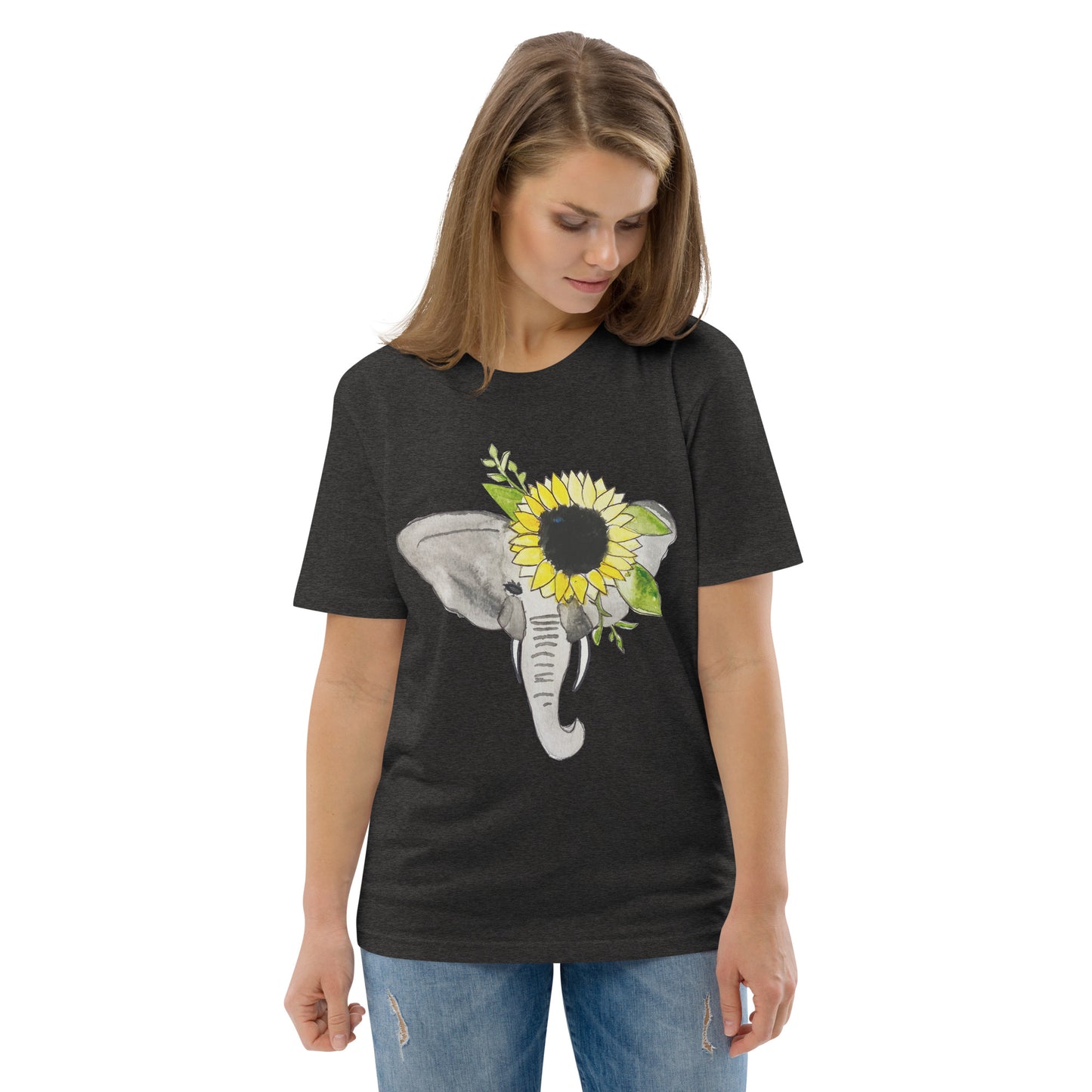 Unisex Sunflower Elephant organic cotton t-shirt