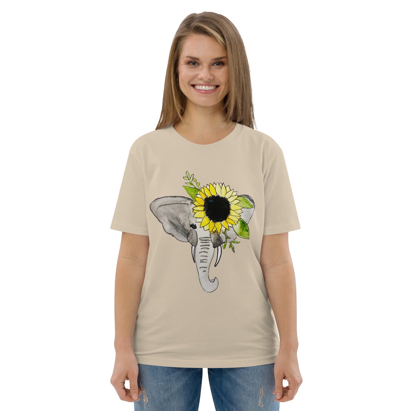 Unisex Sunflower Elephant organic cotton t-shirt