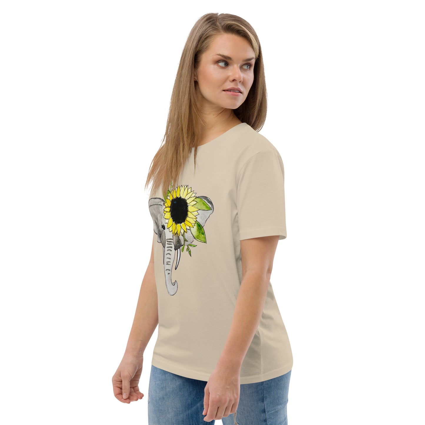 Unisex Sunflower Elephant organic cotton t-shirt