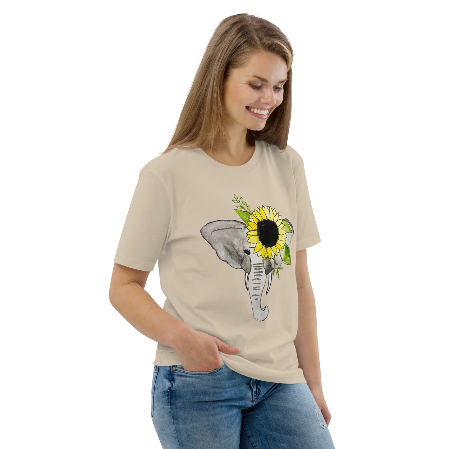 Unisex Sunflower Elephant organic cotton t-shirt