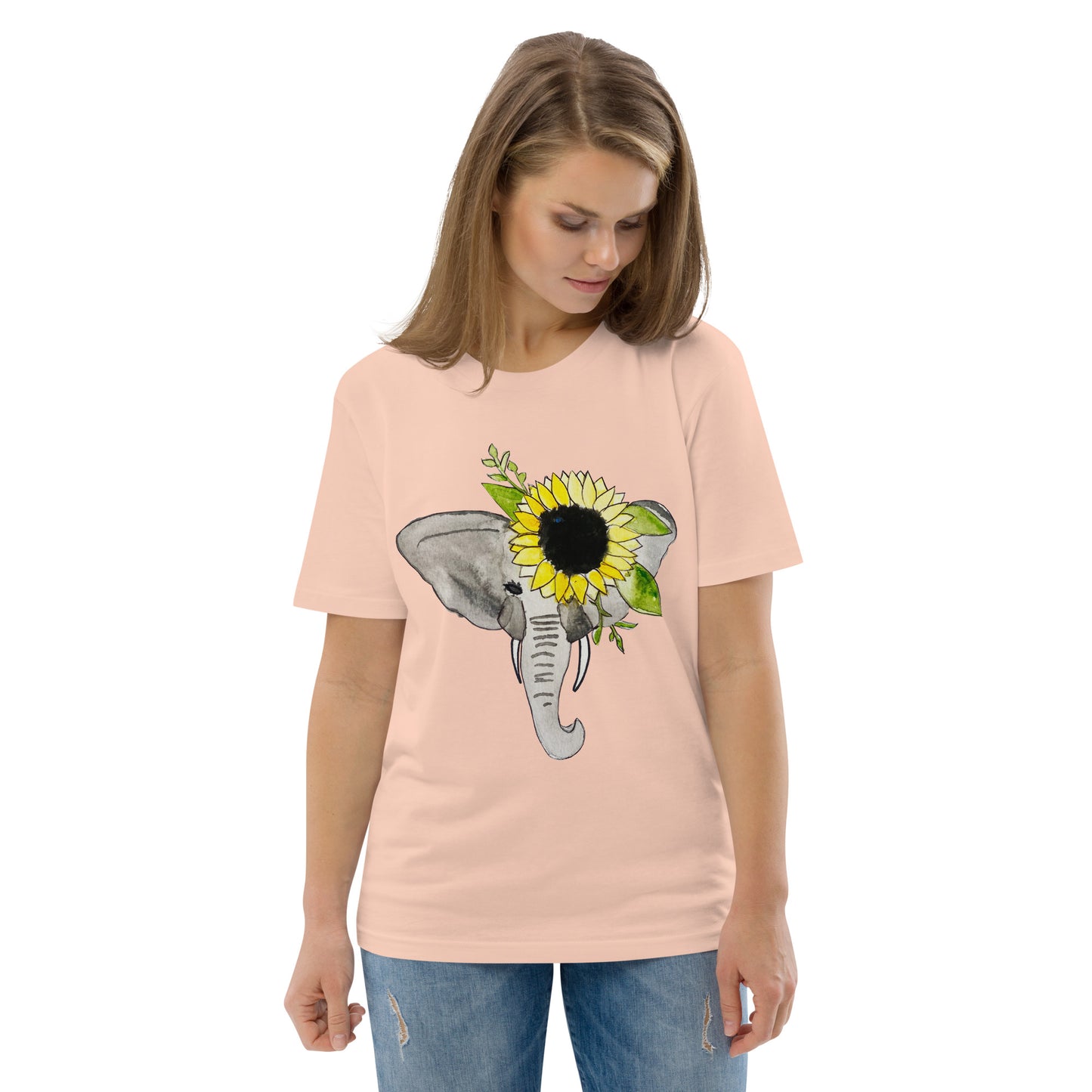 Unisex Sunflower Elephant organic cotton t-shirt