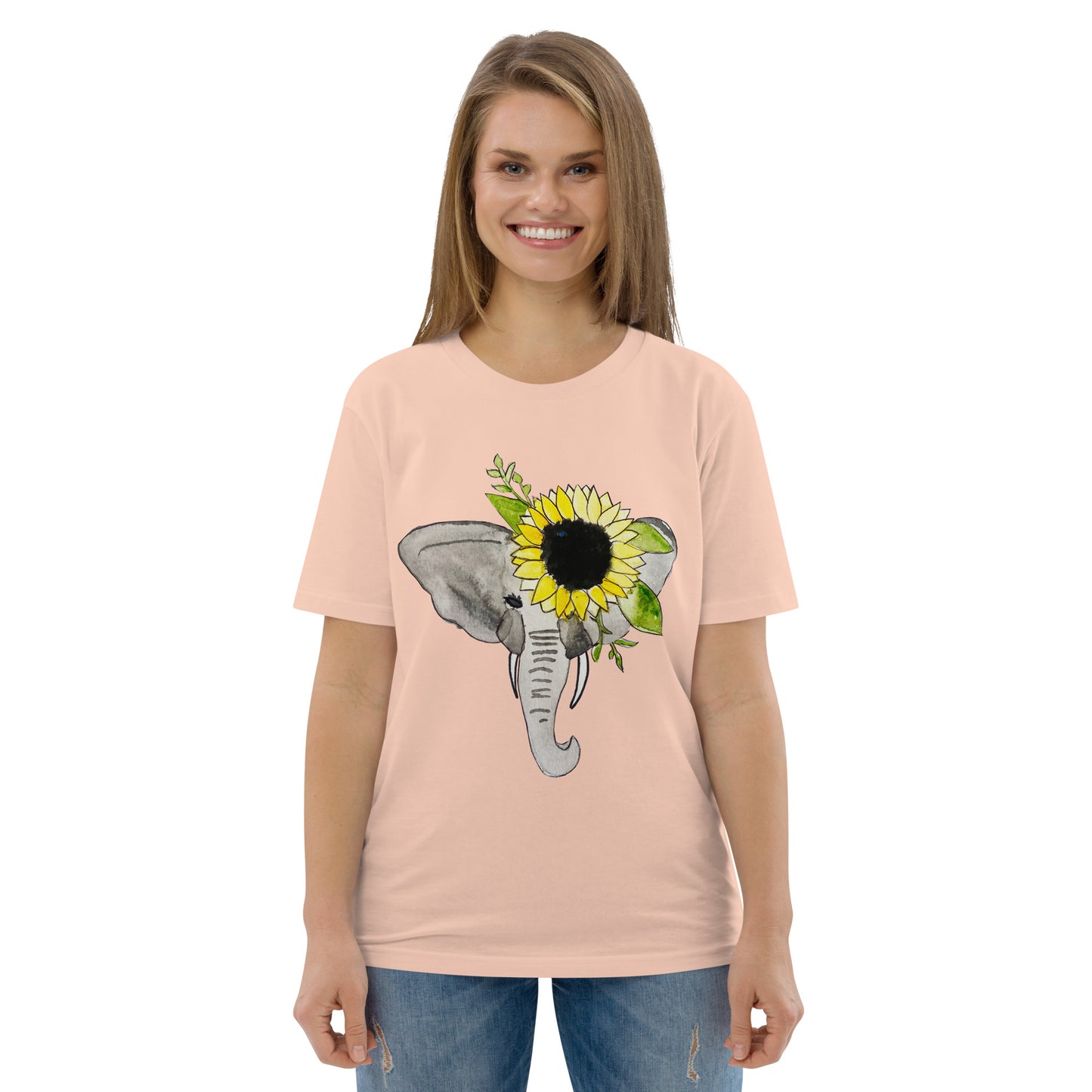 Unisex Sunflower Elephant organic cotton t-shirt