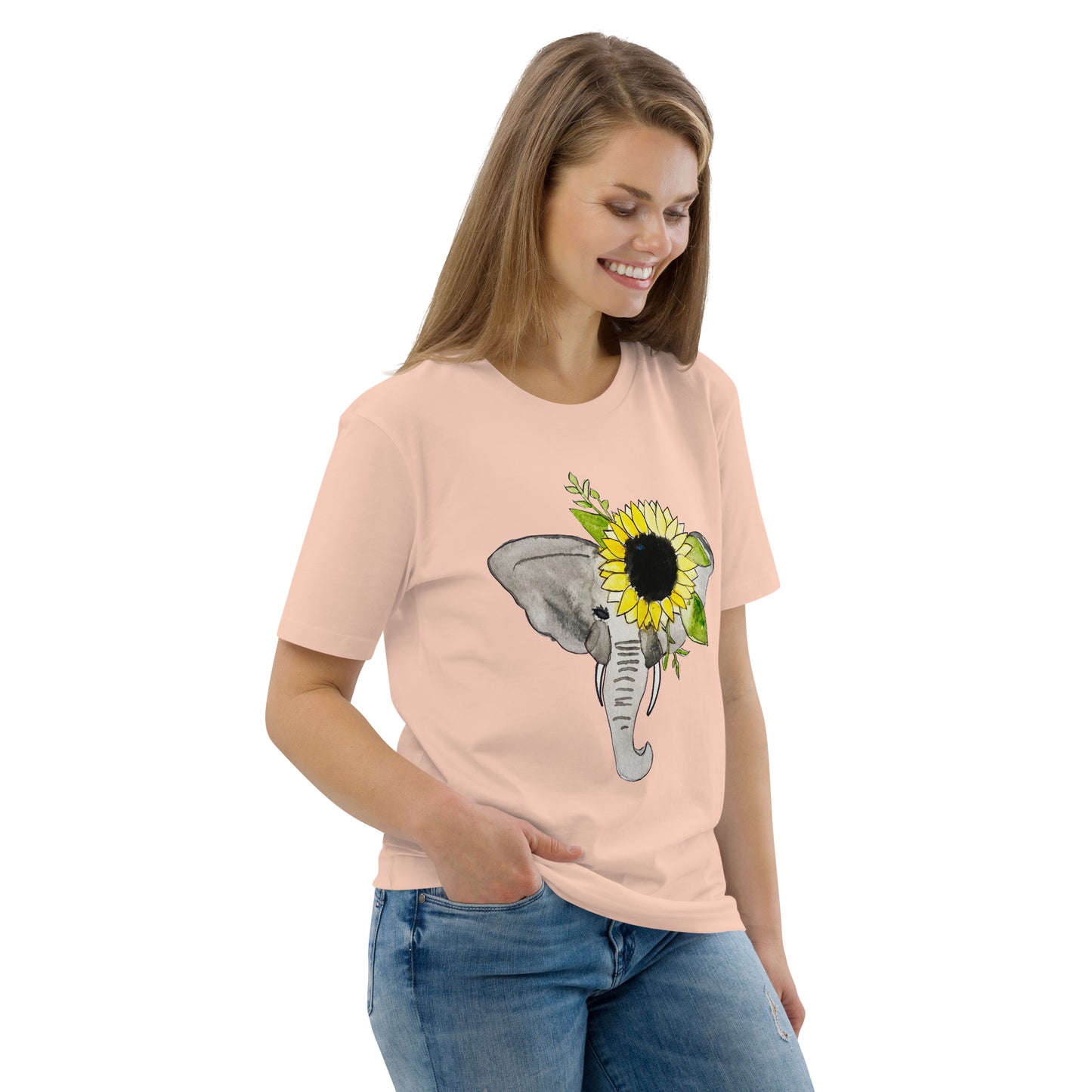 Unisex Sunflower Elephant organic cotton t-shirt