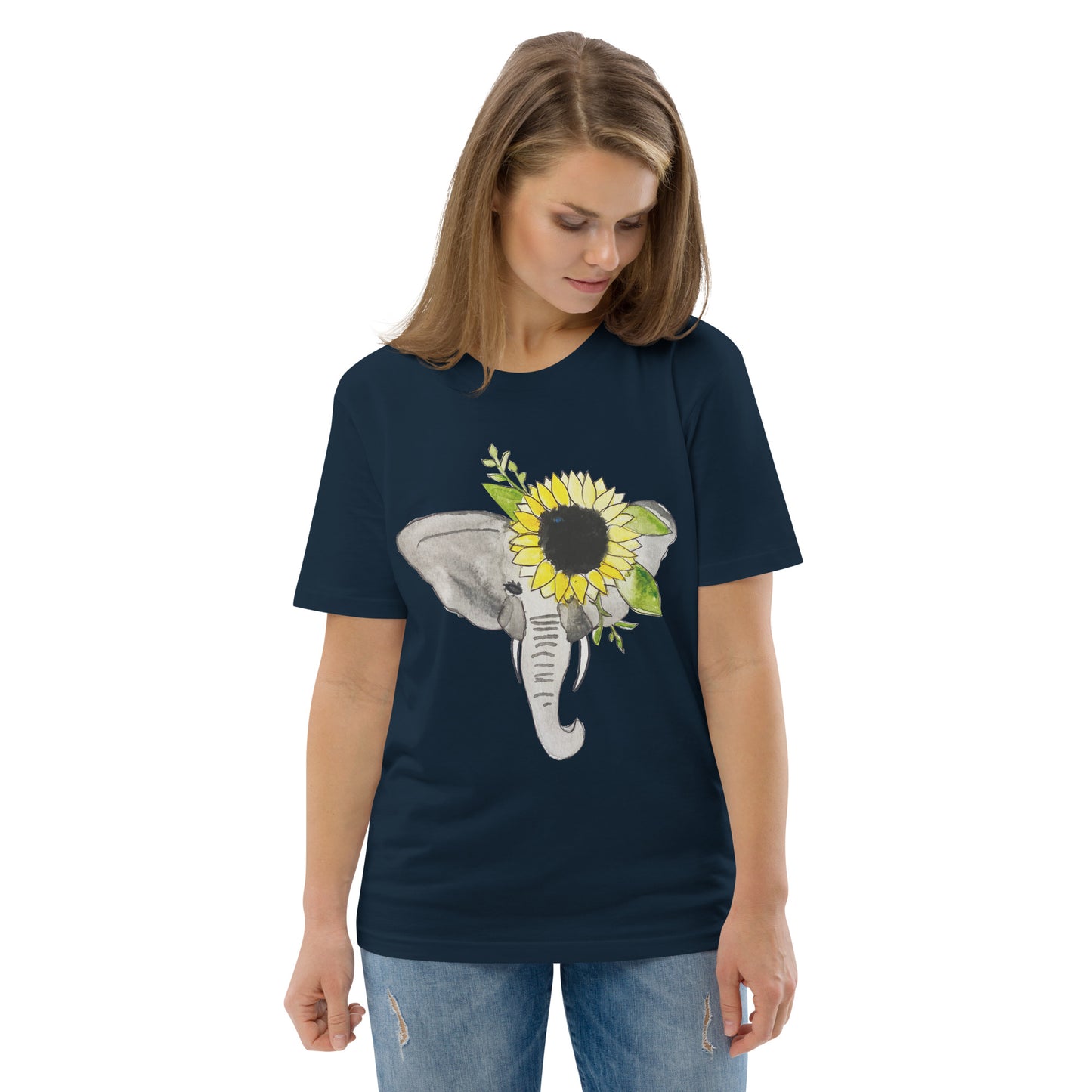 Unisex Sunflower Elephant organic cotton t-shirt