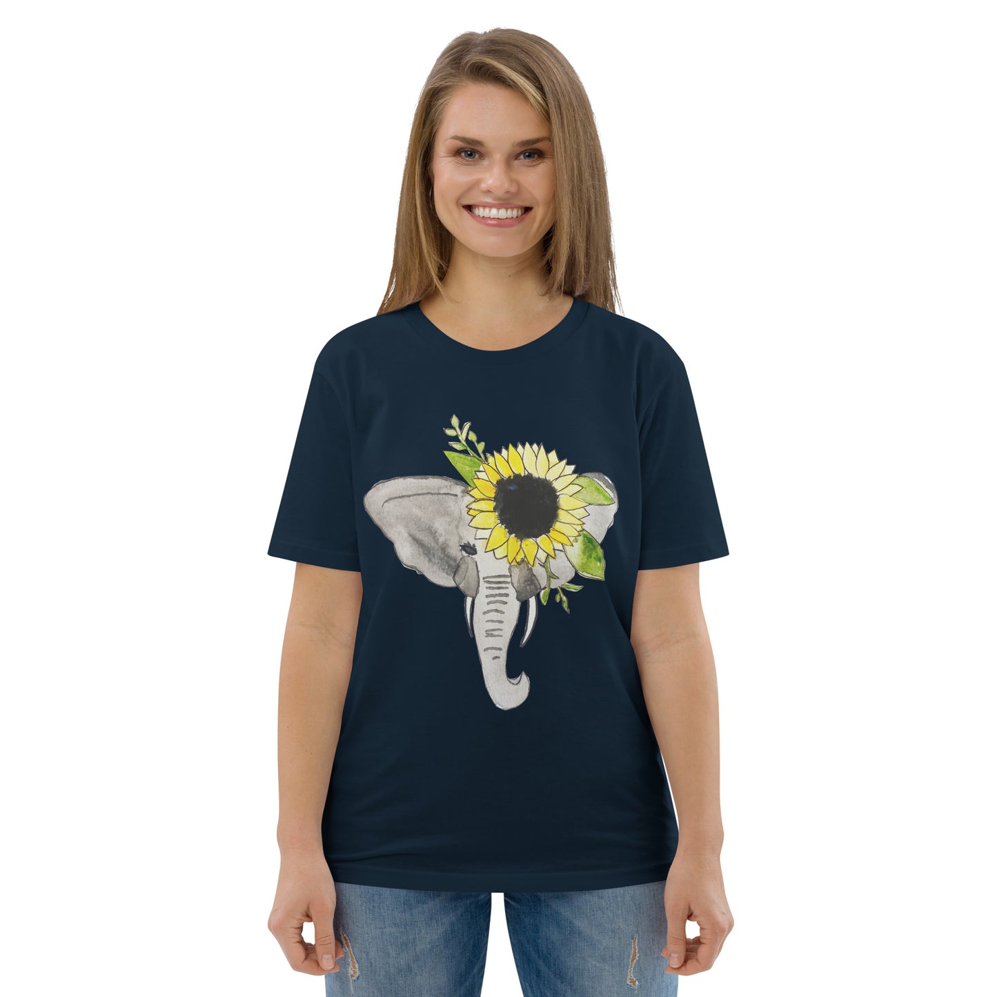 Unisex Sunflower Elephant organic cotton t-shirt