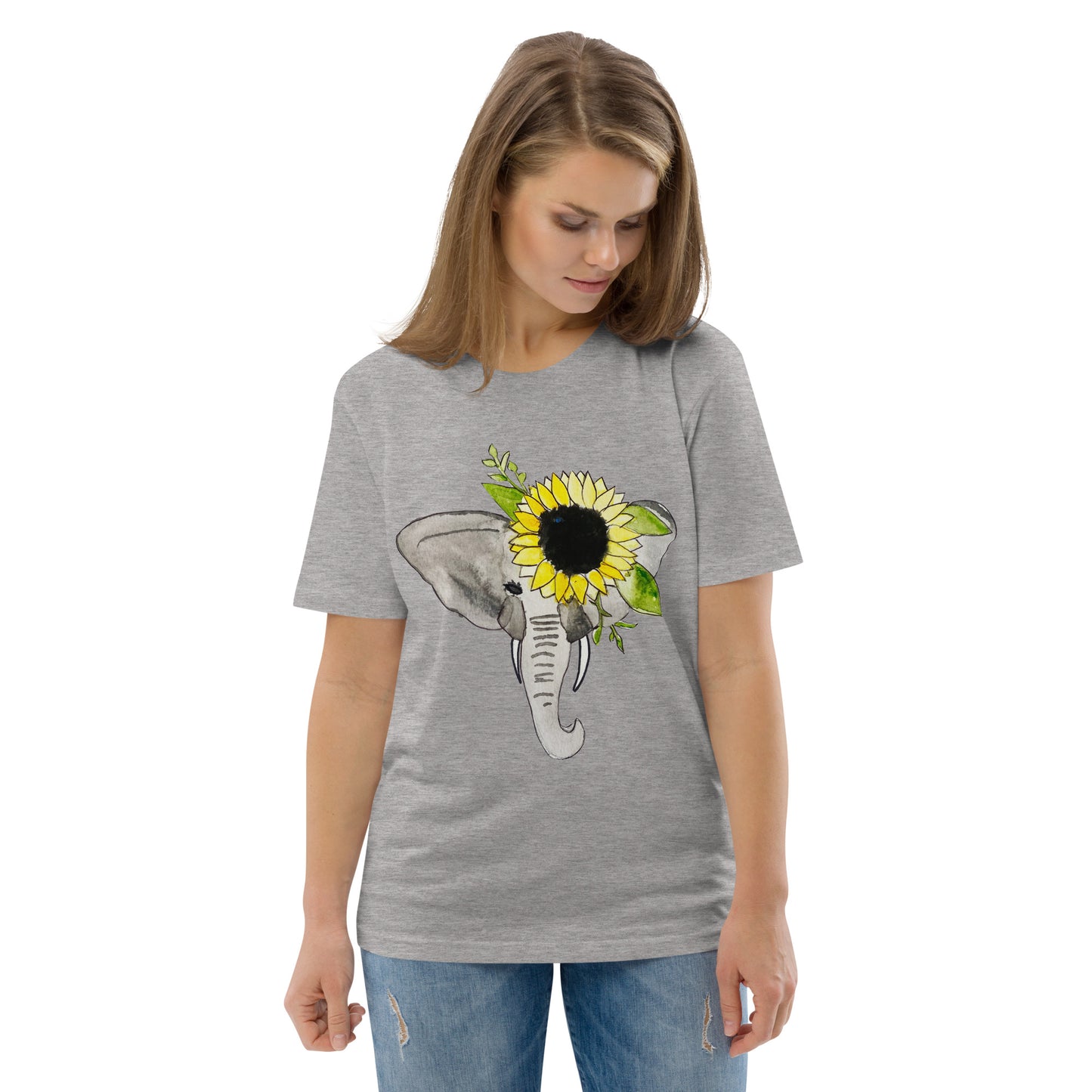 Unisex Sunflower Elephant organic cotton t-shirt