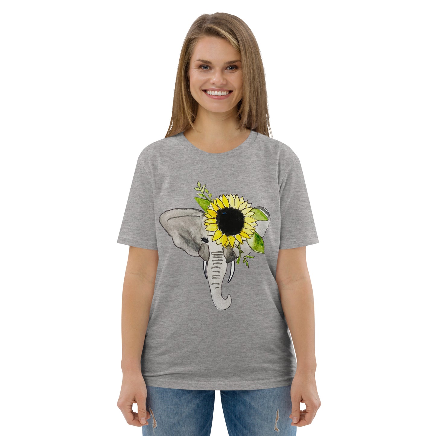 Unisex Sunflower Elephant organic cotton t-shirt