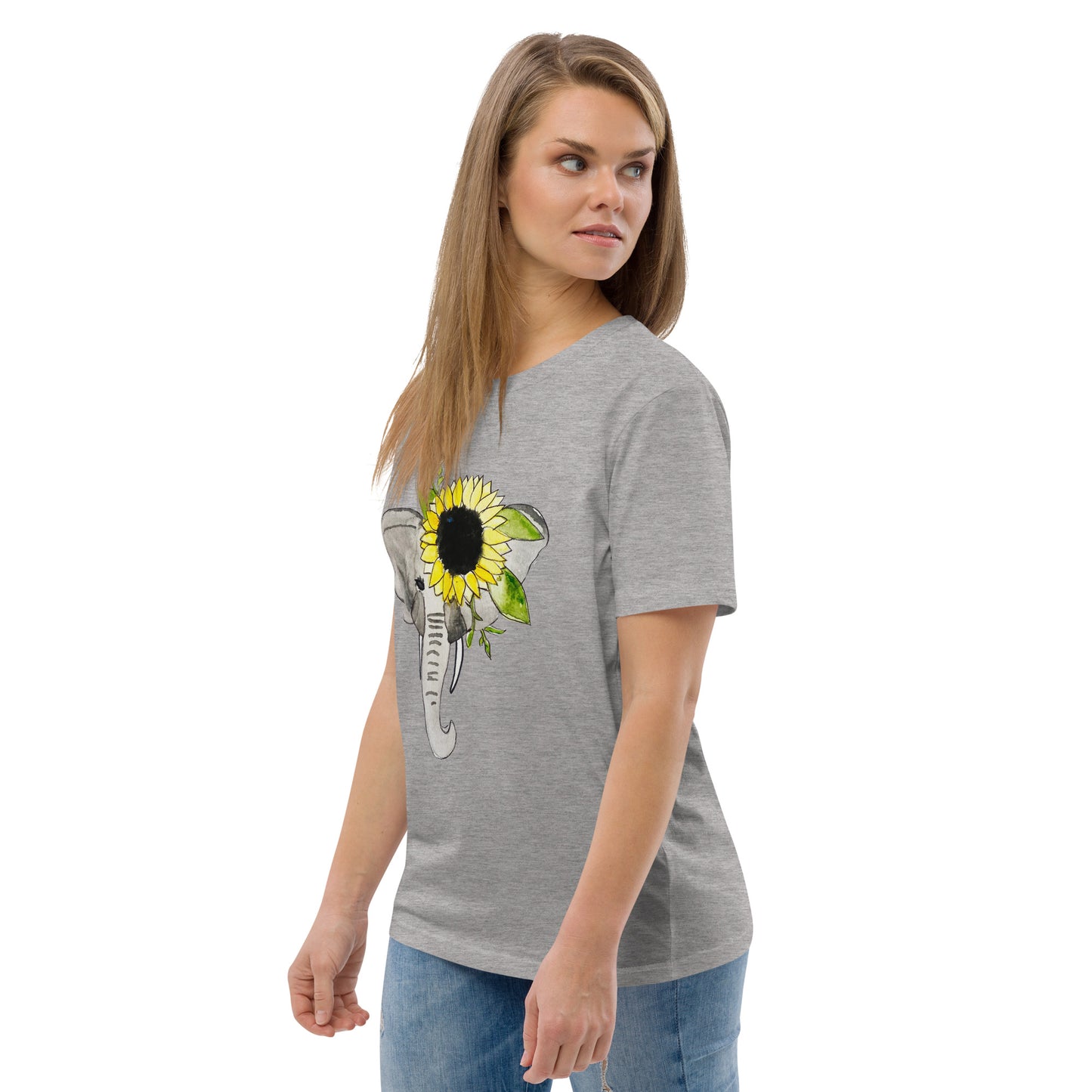 Unisex Sunflower Elephant organic cotton t-shirt