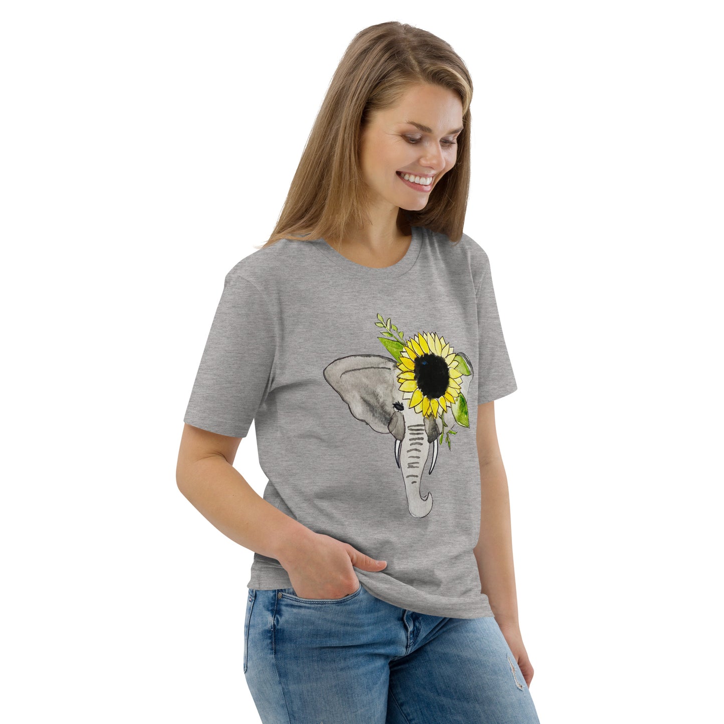 Unisex Sunflower Elephant organic cotton t-shirt