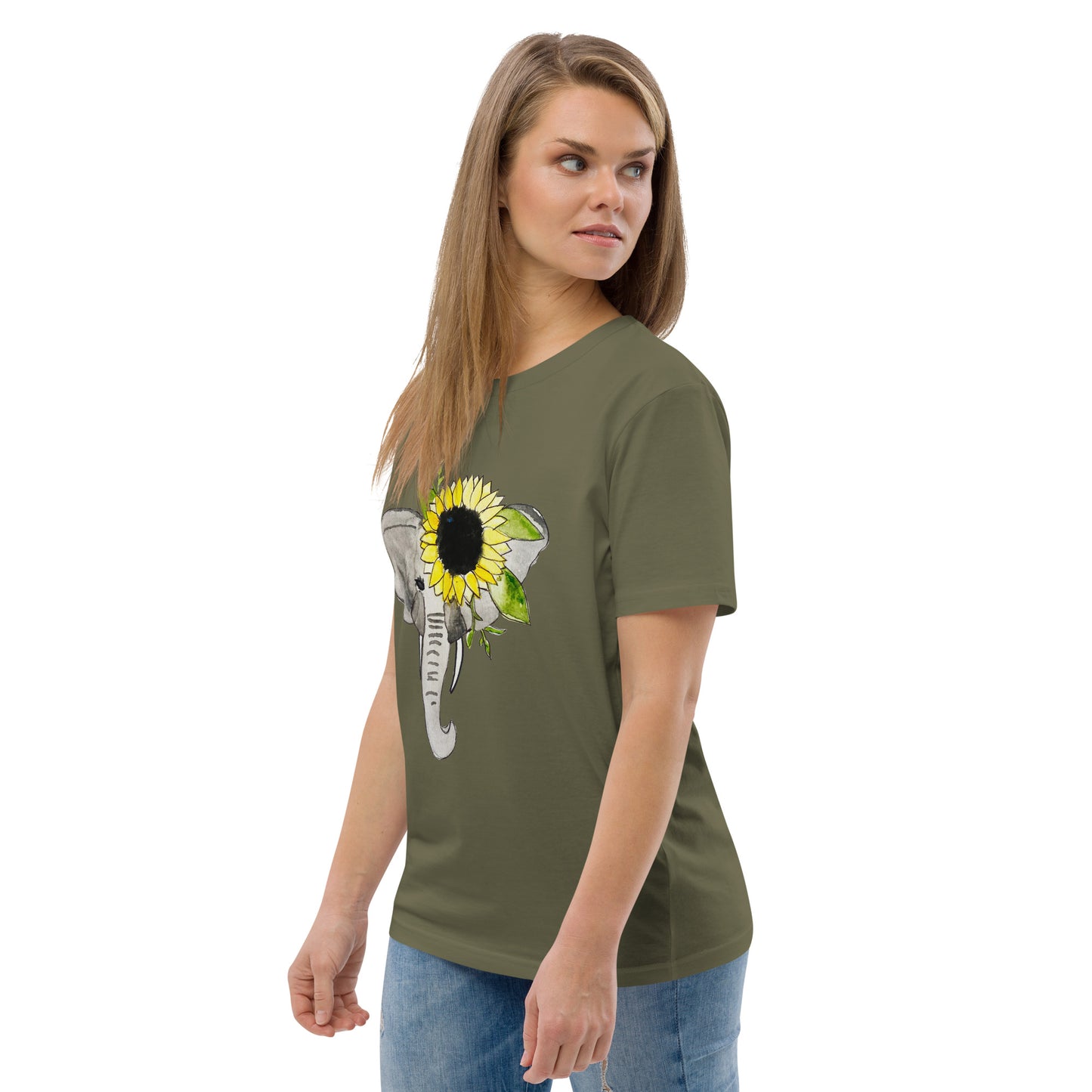 Unisex Sunflower Elephant organic cotton t-shirt