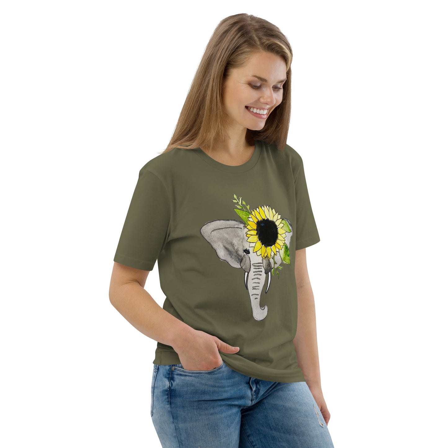 Unisex Sunflower Elephant organic cotton t-shirt