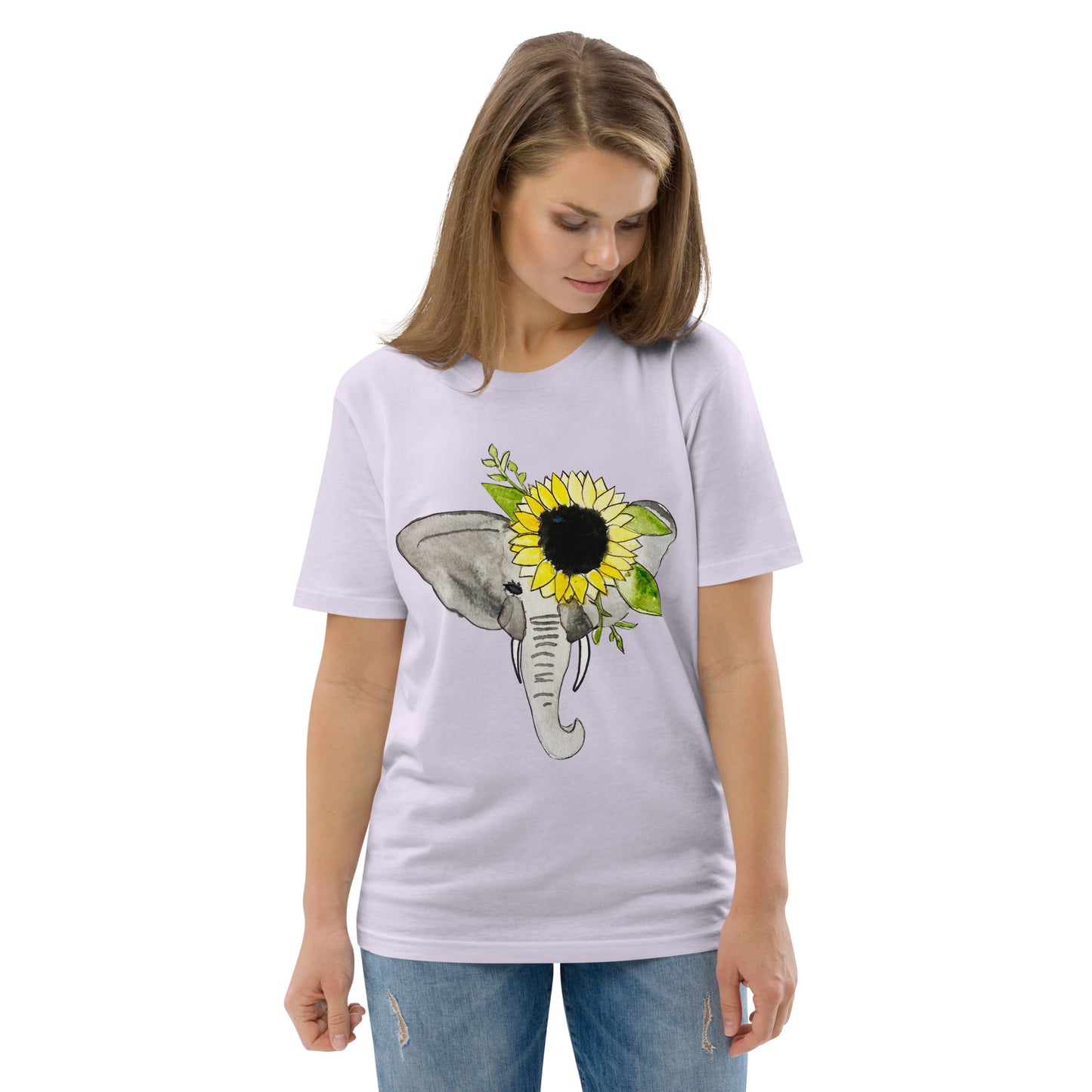 Unisex Sunflower Elephant organic cotton t-shirt