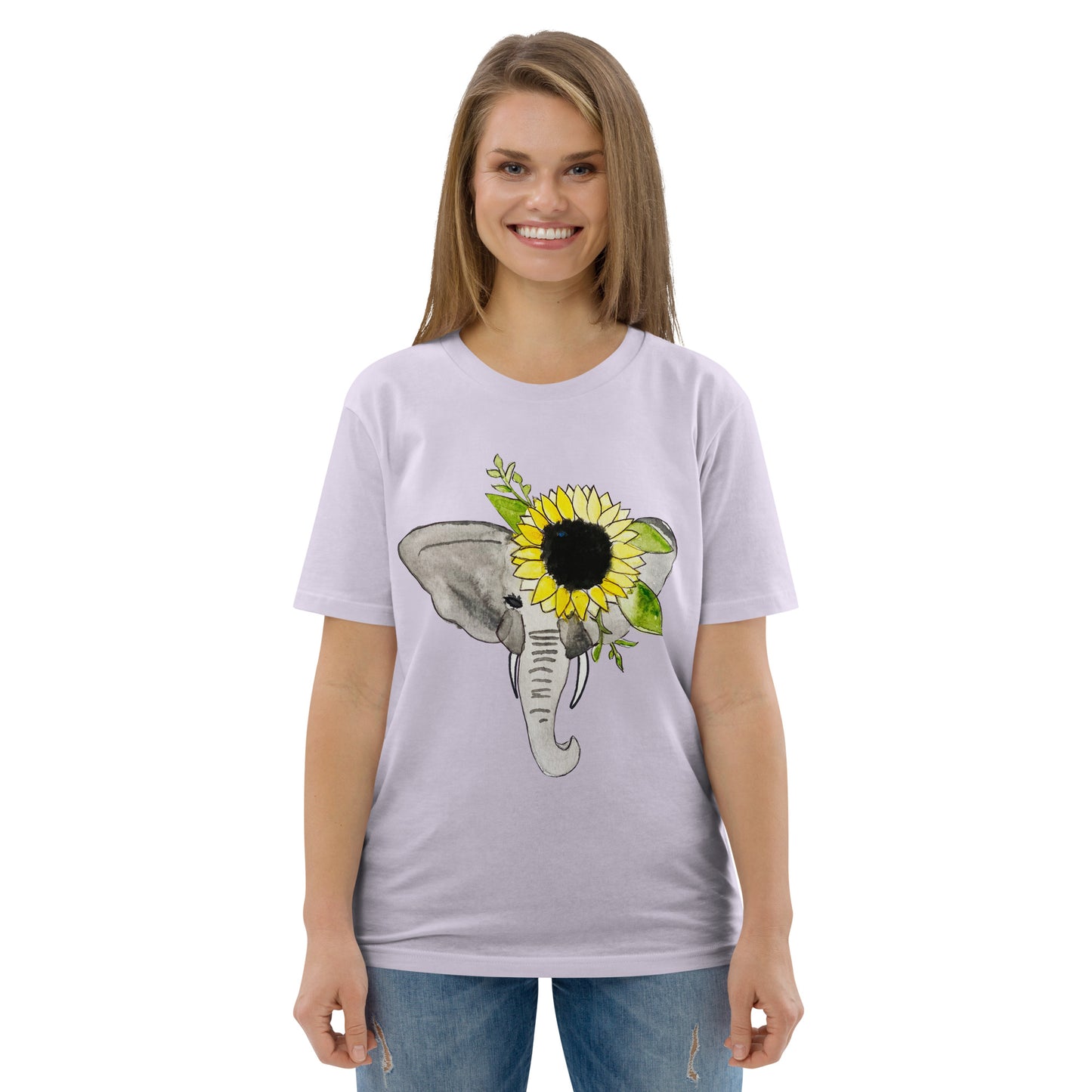 Unisex Sunflower Elephant organic cotton t-shirt