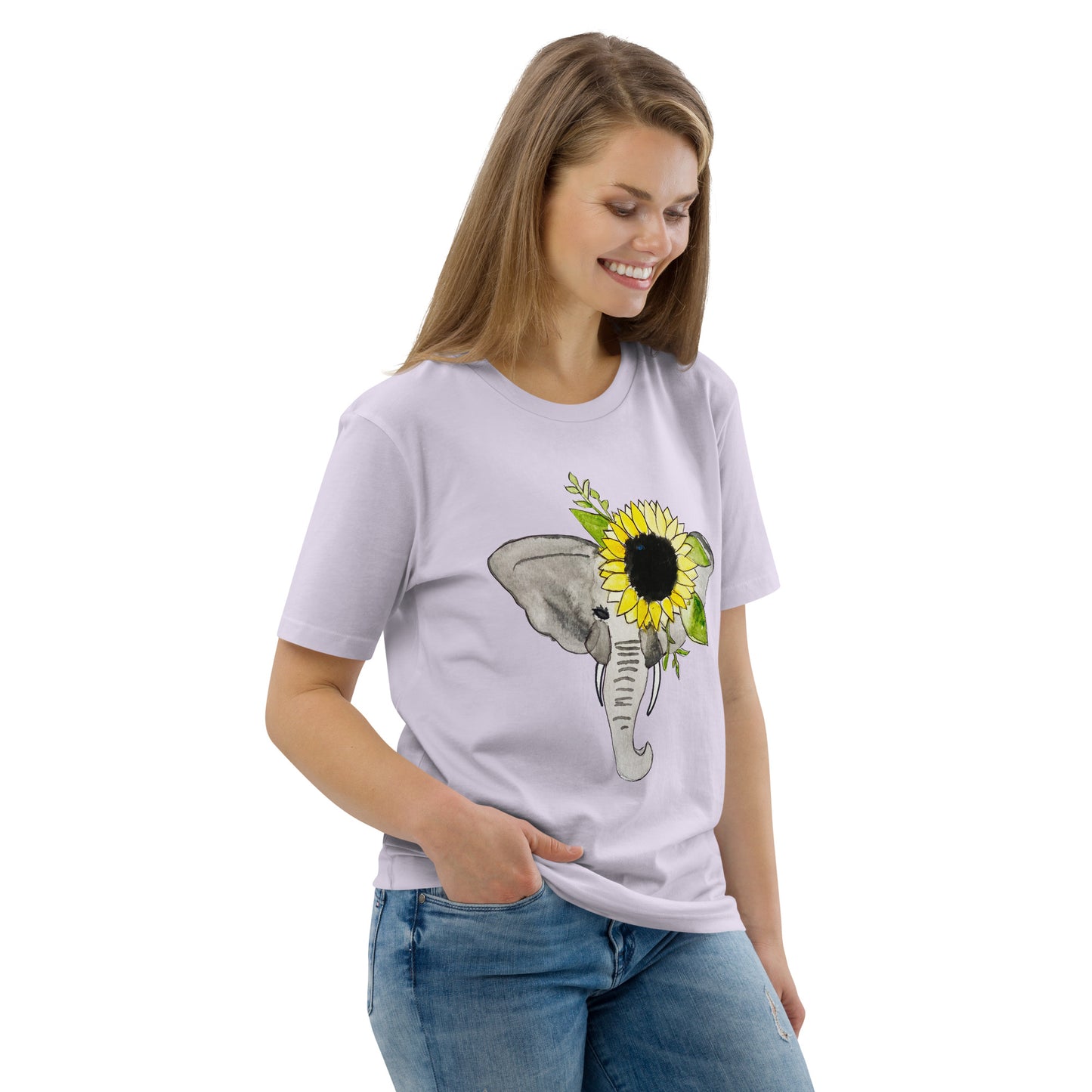 Unisex Sunflower Elephant organic cotton t-shirt