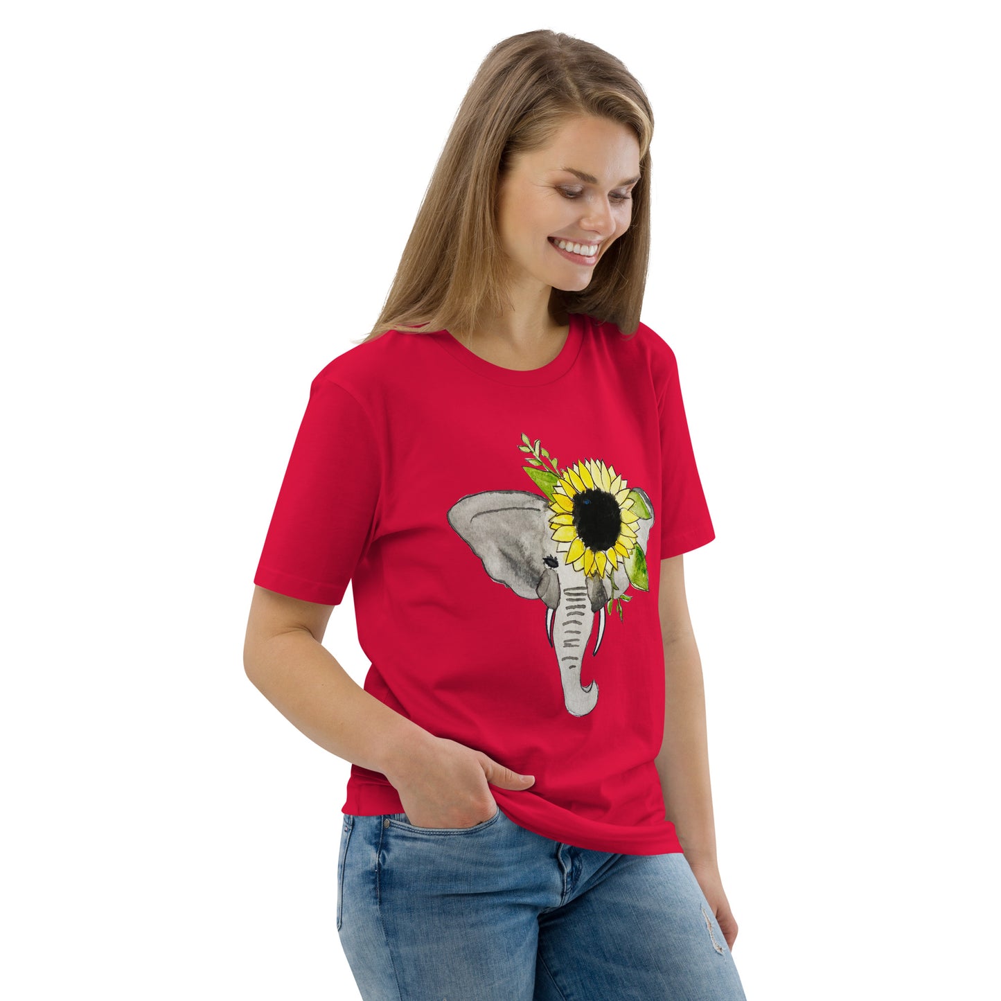 Unisex Sunflower Elephant organic cotton t-shirt