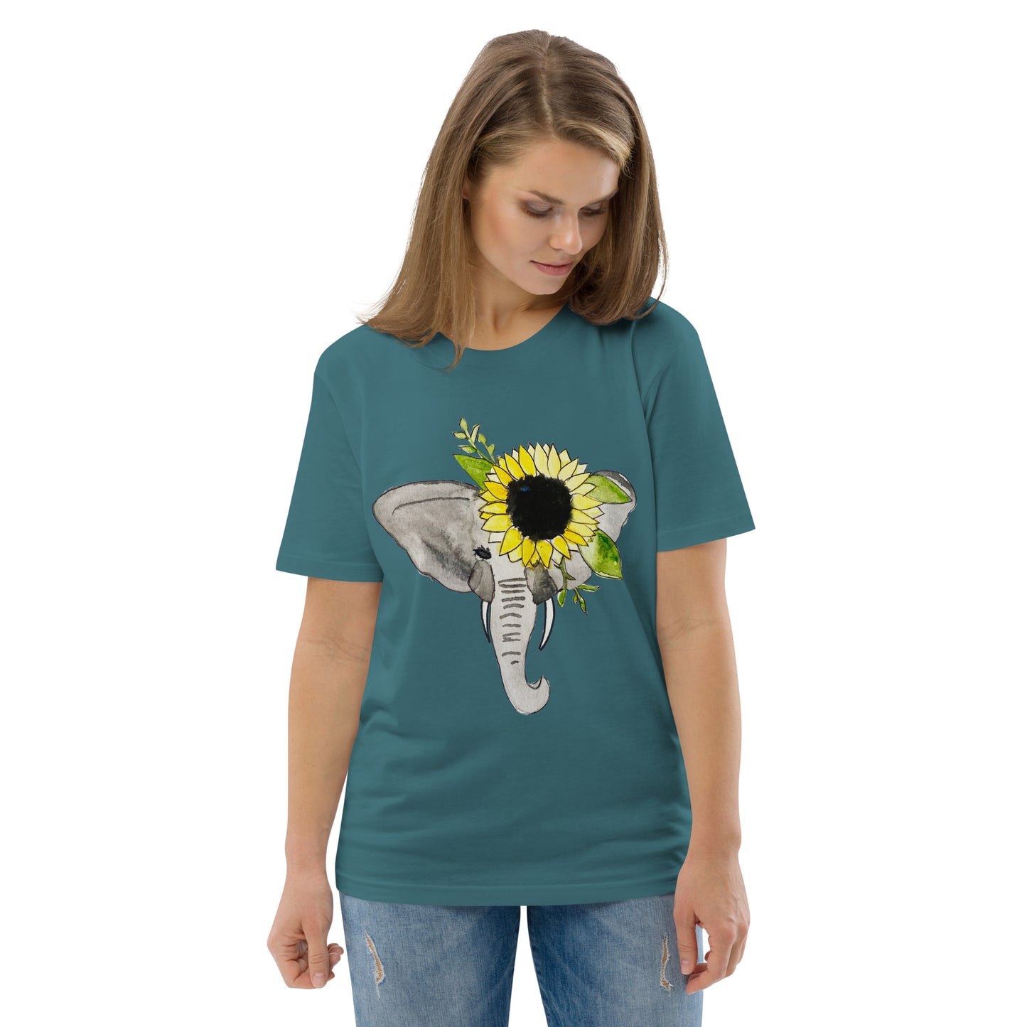 Unisex Sunflower Elephant organic cotton t-shirt