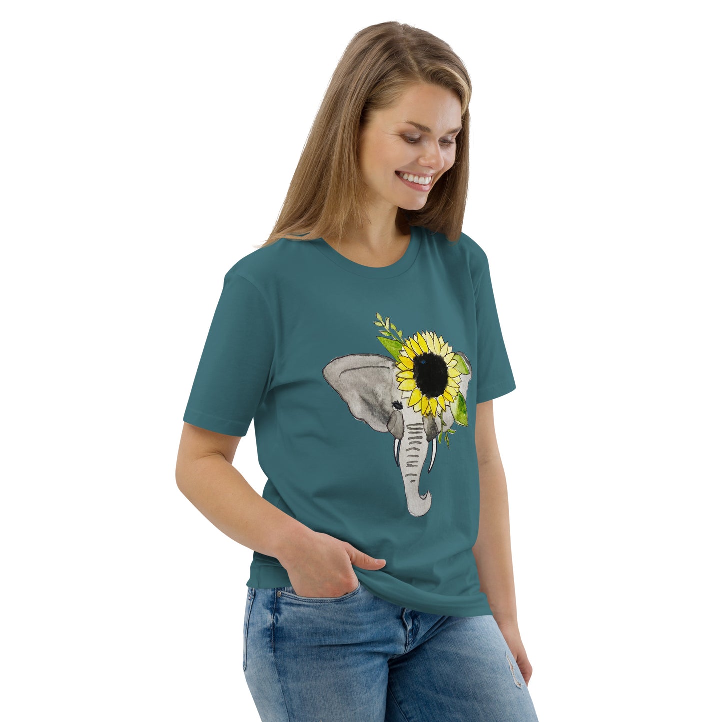 Unisex Sunflower Elephant organic cotton t-shirt