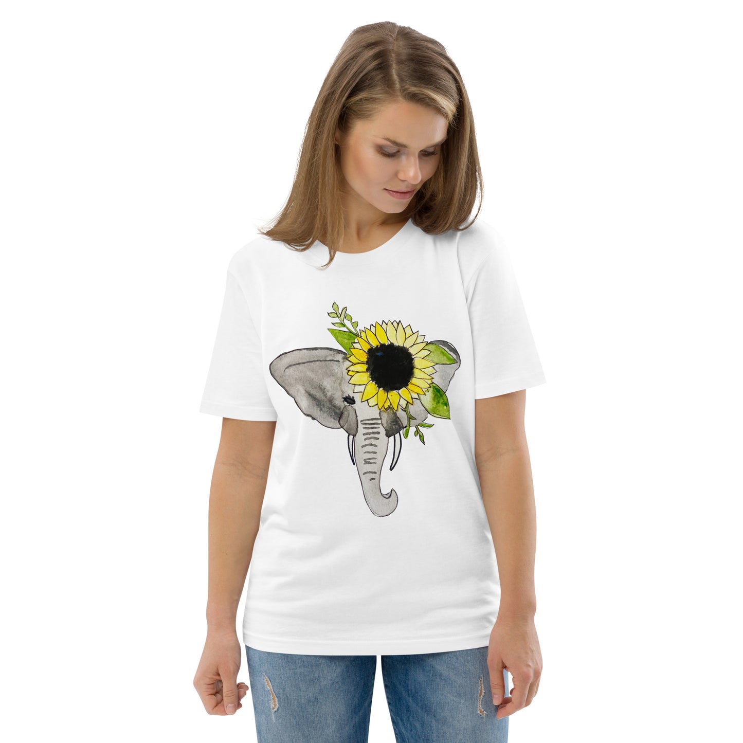 Unisex Sunflower Elephant organic cotton t-shirt