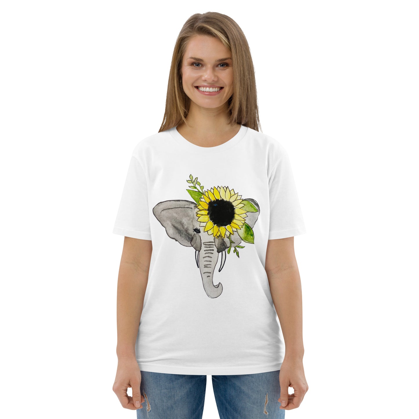 Unisex Sunflower Elephant organic cotton t-shirt