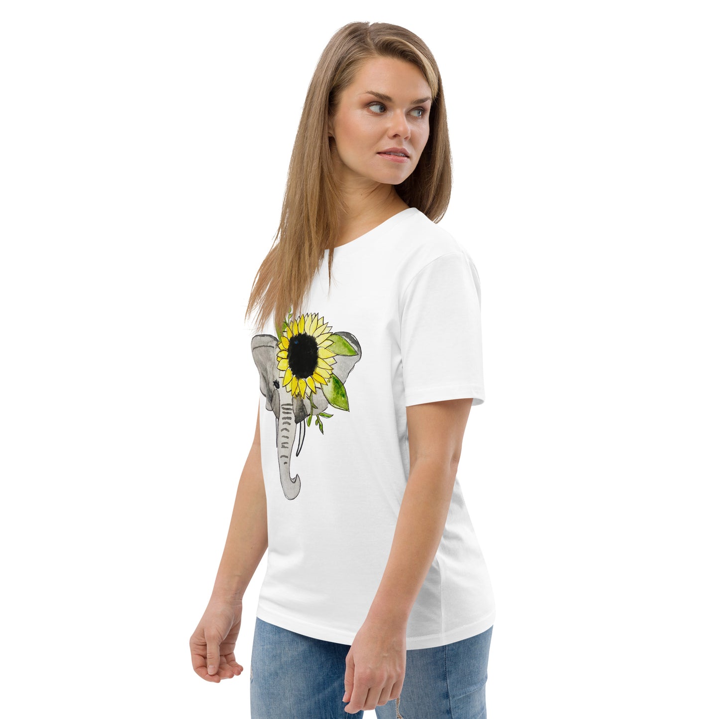 Unisex Sunflower Elephant organic cotton t-shirt