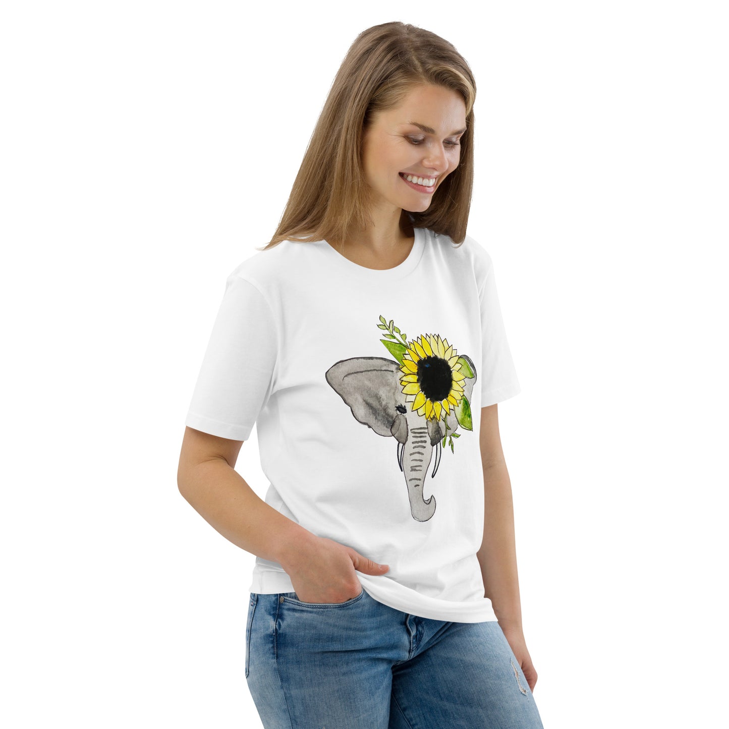 Unisex Sunflower Elephant organic cotton t-shirt